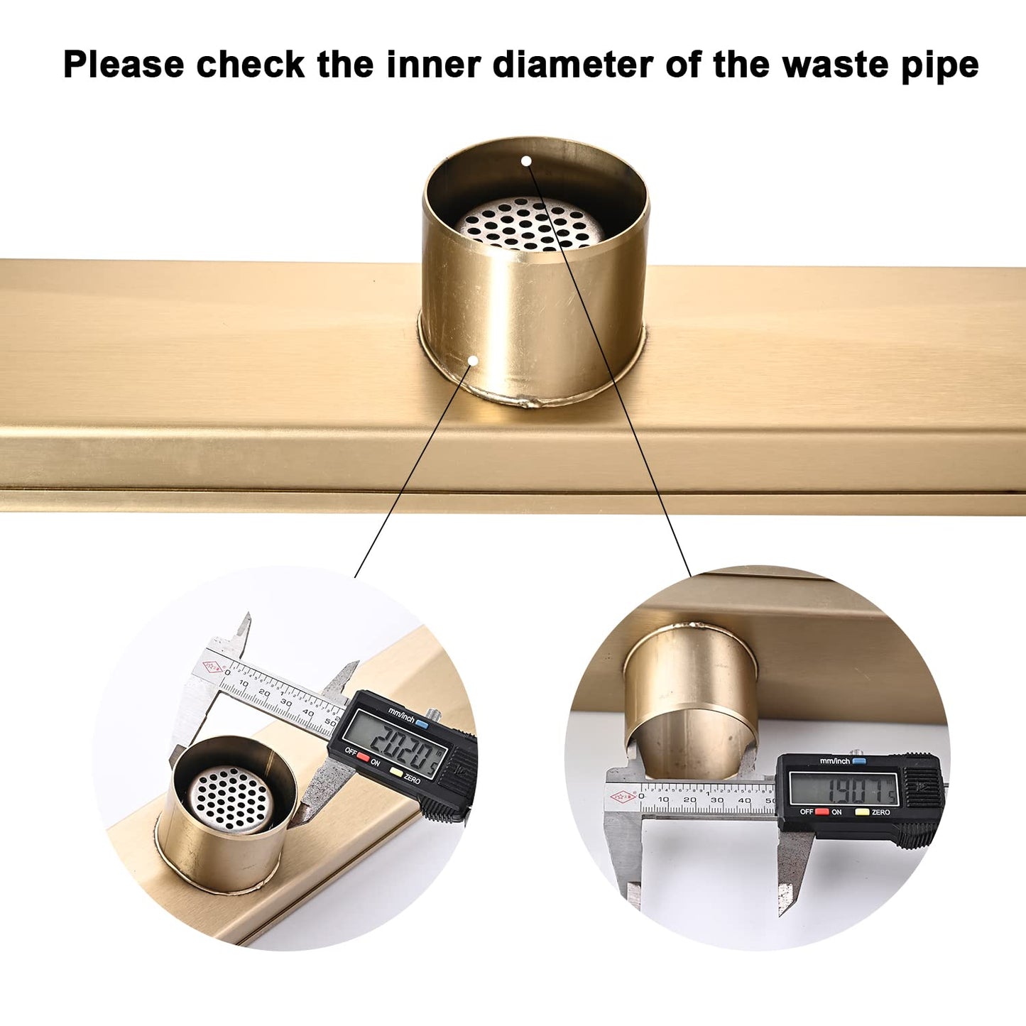 Linear Shower Floor Drain, Black 24 Inch 304 Stainless Steel Bathroom Drains Kit, Rectangular Shower Trench Drain with Reversable Tile-in Pattern Drain Cover & Hair Catcher