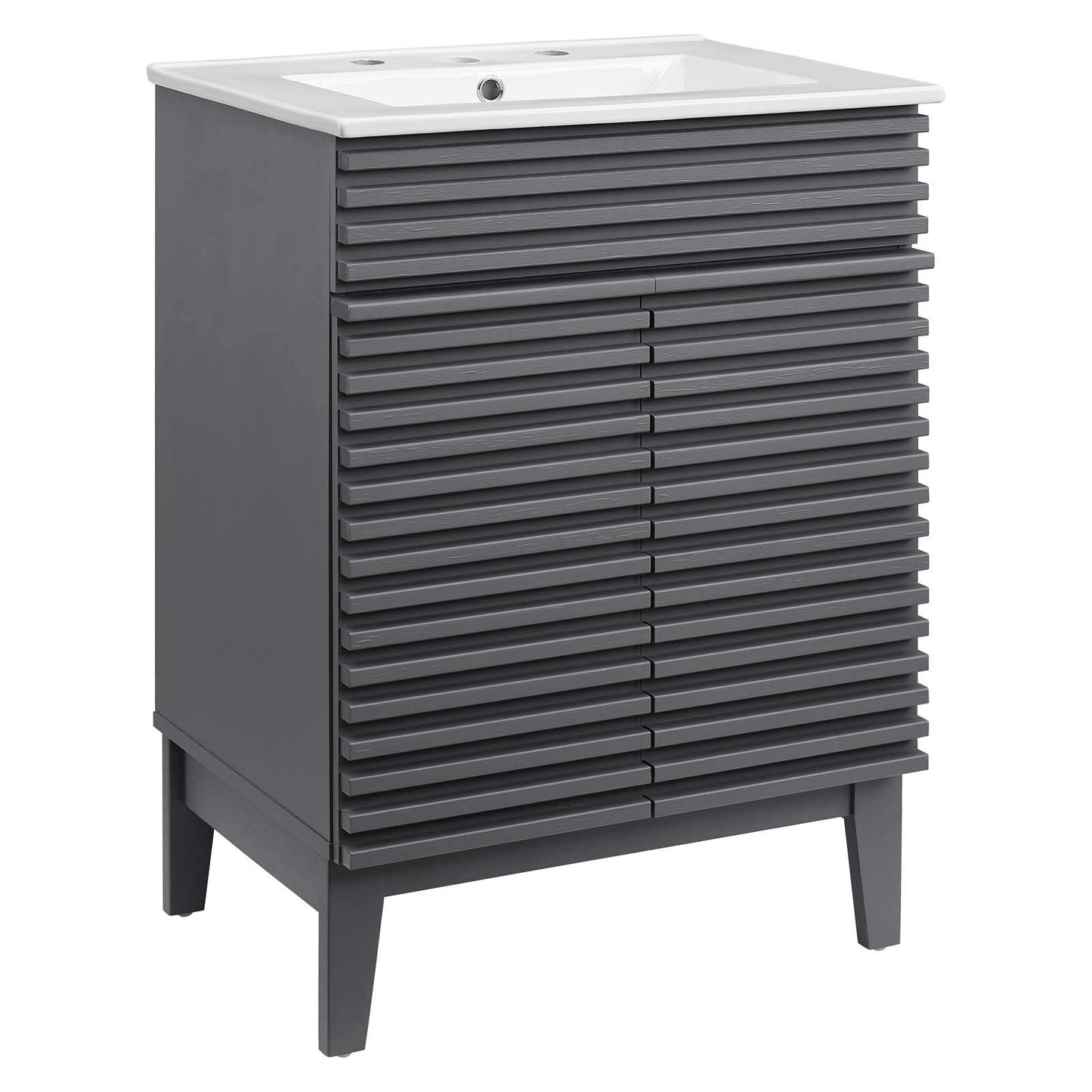 Modway Render 48" Double Sink Bathroom Vanity Cabinet in Walnut White