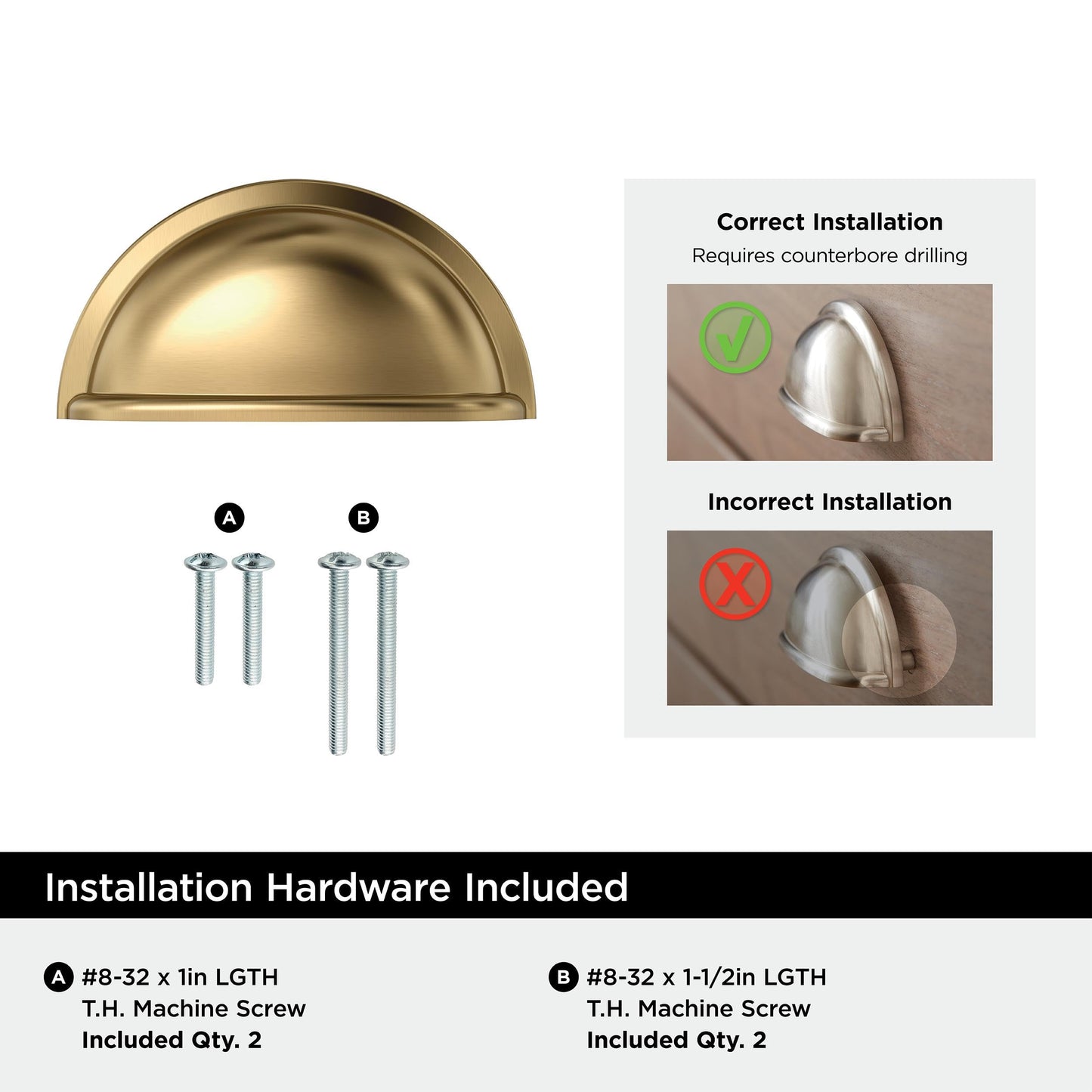 Amerock BP53010CZ Champagne Bronze Cabinet Cup Pull | 3 inch (76mm) Center-to-Center Cabinet Hardware | Cup Pulls | Furniture Hardware | Drawer Pull