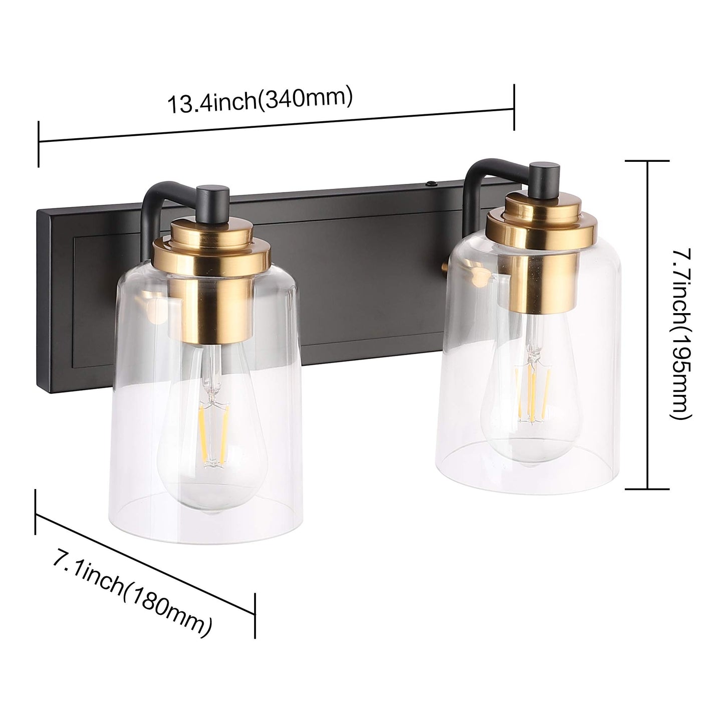 SOLFART Vintage Vanity Lighting Fixtures for Bathroom Black with Bronze Wall Lamp Sconce Black with Bronze 4 lights