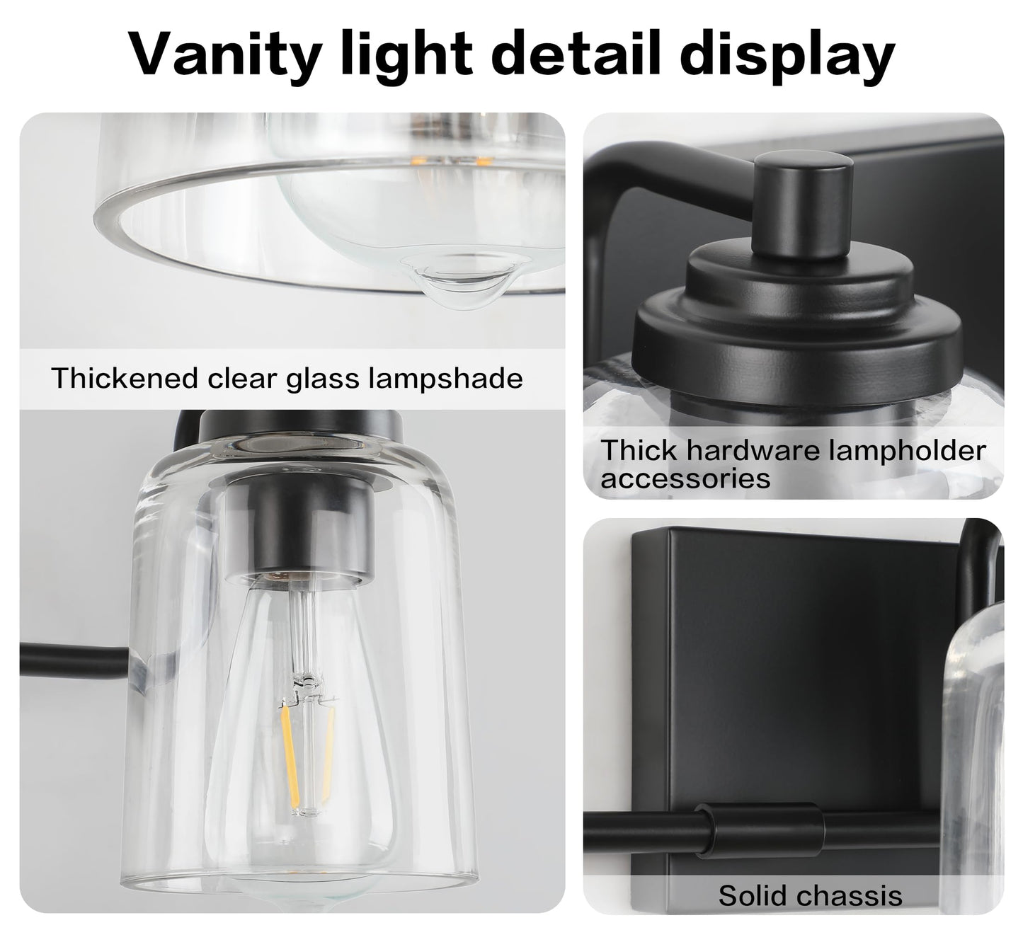 SOLFART Vintage Vanity Lighting Fixtures for Bathroom Black with Bronze Wall Lamp Sconce Black with Bronze 4 lights