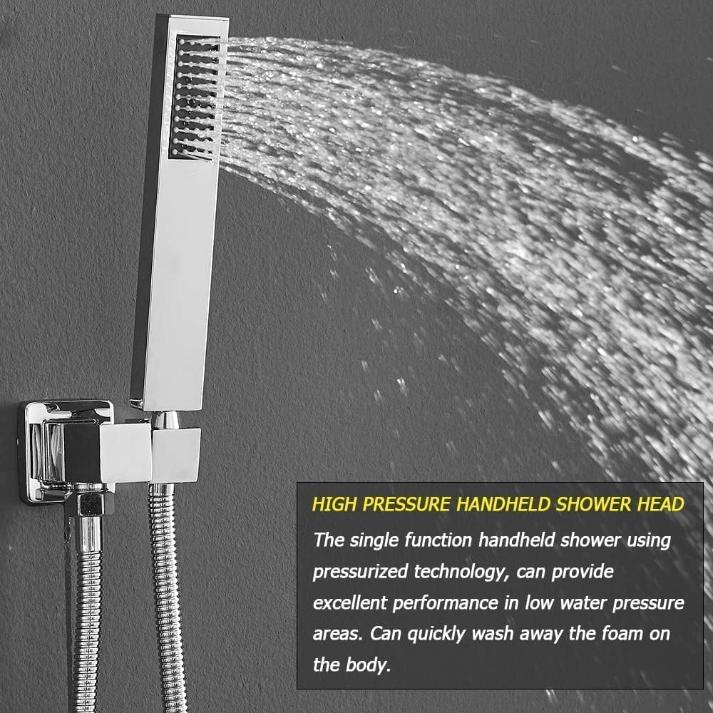 Shower System Brushed Nickel Bathroom 10 Inch Rain Shower Head Ceiling Mount with Handheld Luxury High Pressure Shower Combo Set Shower Faucet Rough-in Valve Body and Trim Included