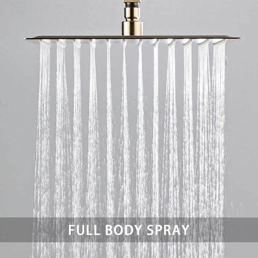 Shower System Brushed Nickel Bathroom 10 Inch Rain Shower Head Ceiling Mount with Handheld Luxury High Pressure Shower Combo Set Shower Faucet Rough-in Valve Body and Trim Included