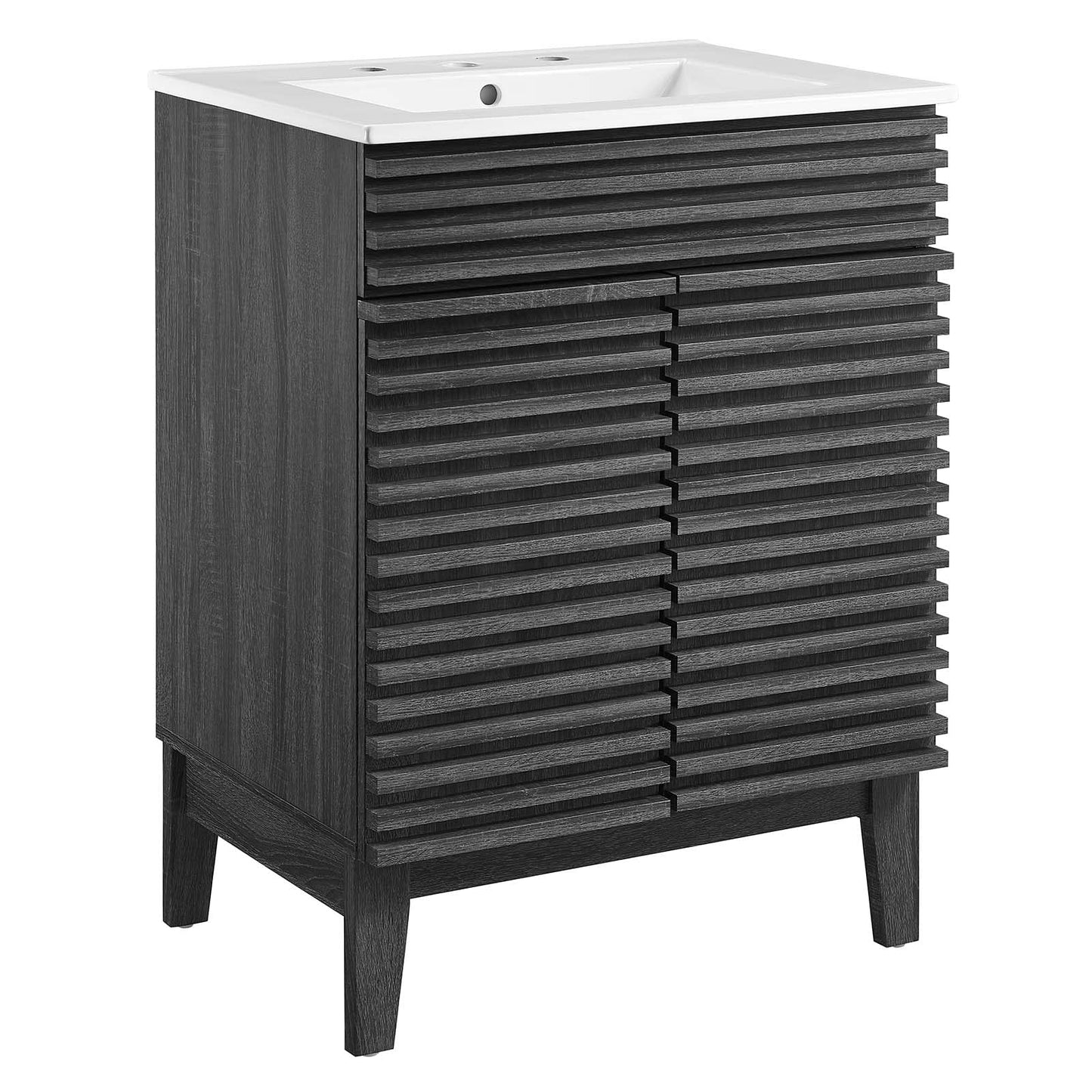 Modway Render 48" Double Sink Bathroom Vanity Cabinet in Walnut White