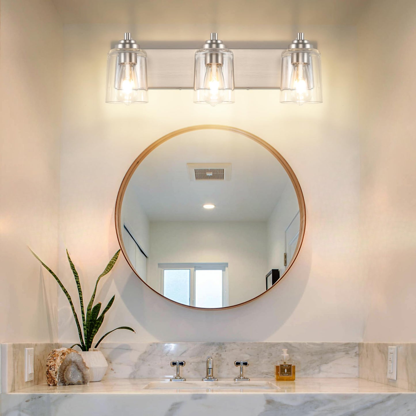 SOLFART Vintage Vanity Lighting Fixtures for Bathroom Black with Bronze Wall Lamp Sconce Black with Bronze 4 lights