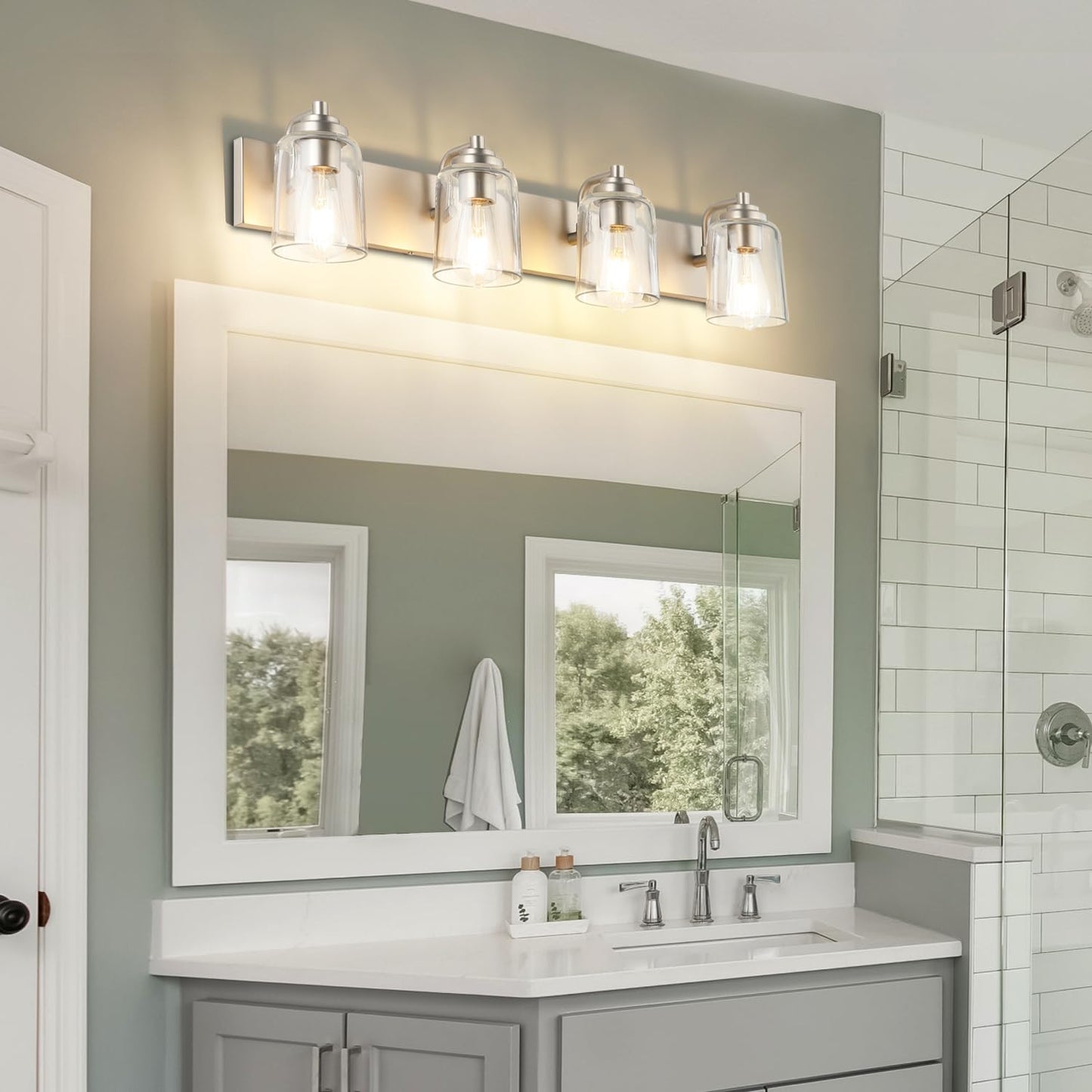 SOLFART Vintage Vanity Lighting Fixtures for Bathroom Black with Bronze Wall Lamp Sconce Black with Bronze 4 lights