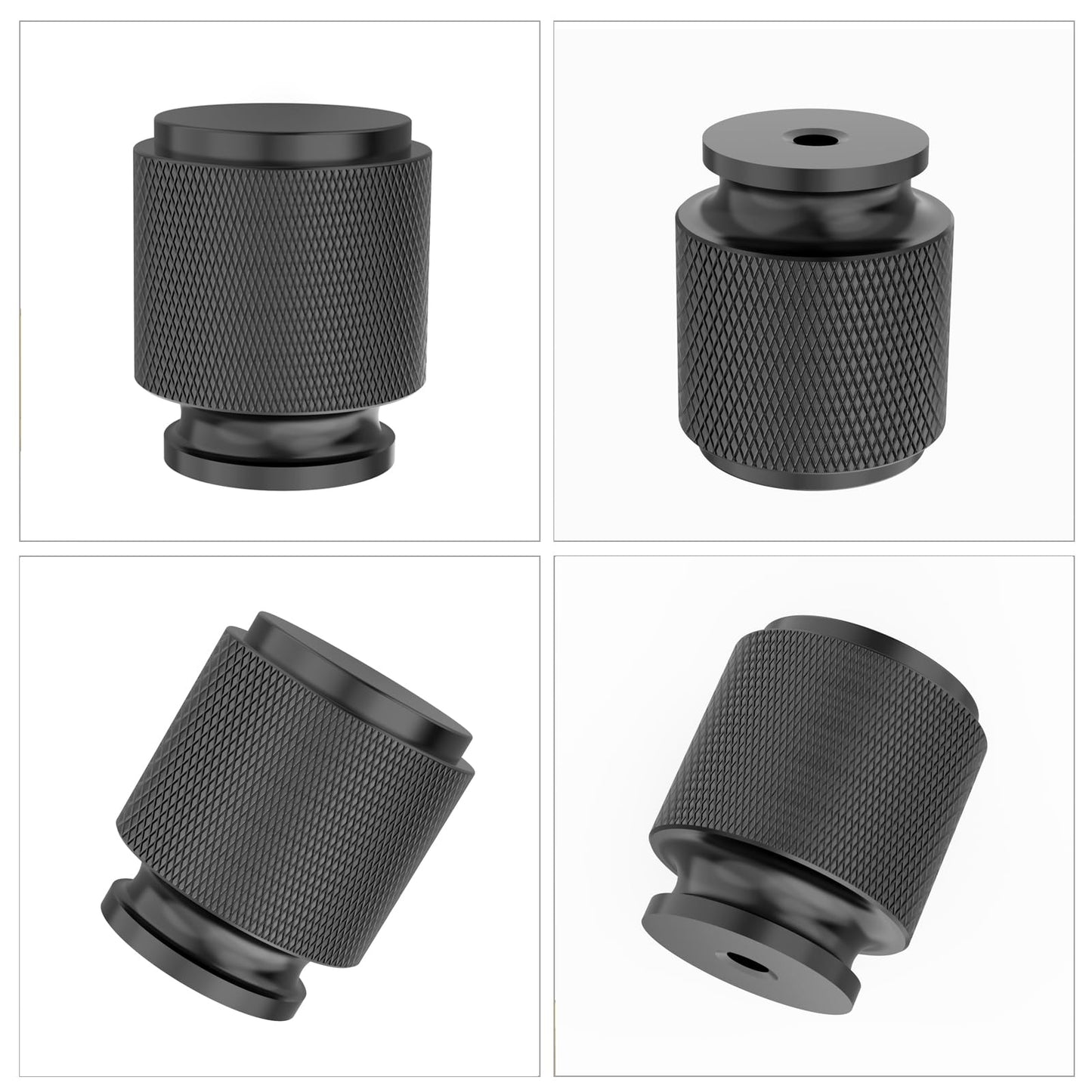 10 Pack 1"(25mm) Champagne Bronze and Matte Black Knurled Cabinet Knobs for Dresser Kitchen Knobs for Cabinets Single Hole Cabinet Pulls Hardware