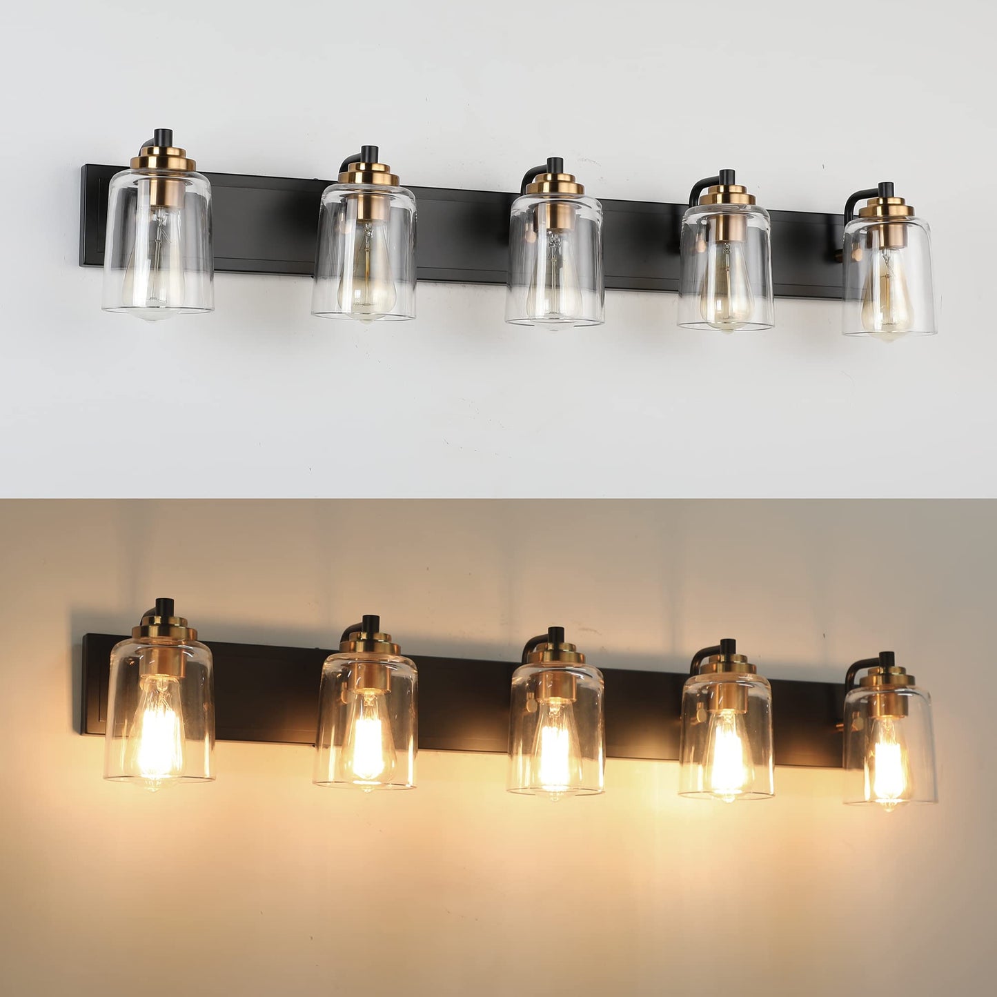 SOLFART Vintage Vanity Lighting Fixtures for Bathroom Black with Bronze Wall Lamp Sconce Black with Bronze 4 lights