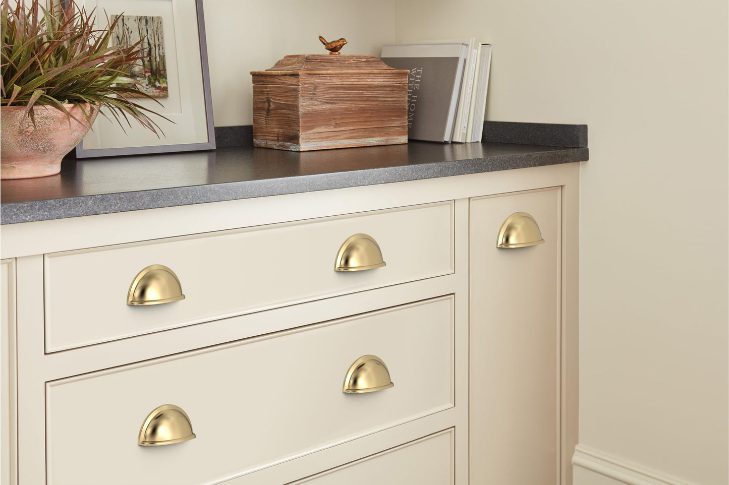 Amerock BP53010CZ Champagne Bronze Cabinet Cup Pull | 3 inch (76mm) Center-to-Center Cabinet Hardware | Cup Pulls | Furniture Hardware | Drawer Pull