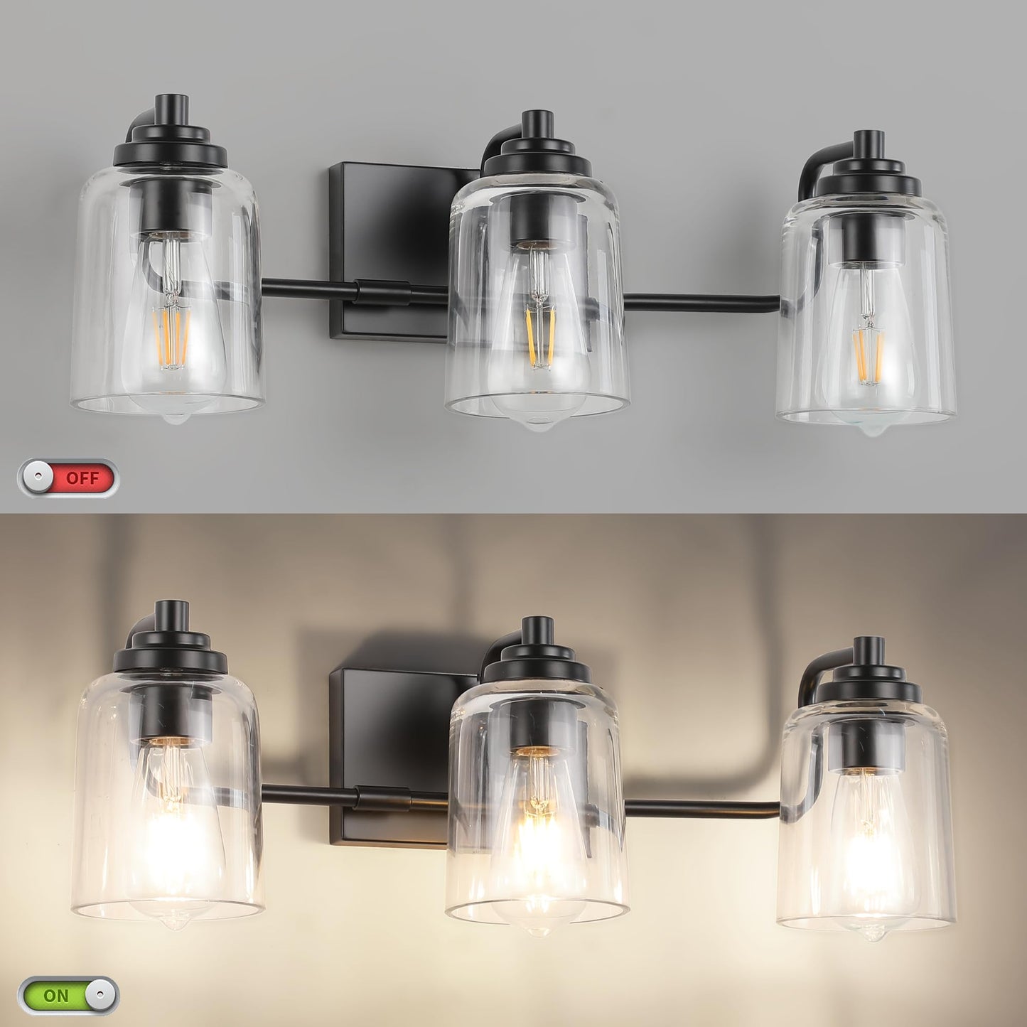 SOLFART Vintage Vanity Lighting Fixtures for Bathroom Black with Bronze Wall Lamp Sconce Black with Bronze 4 lights