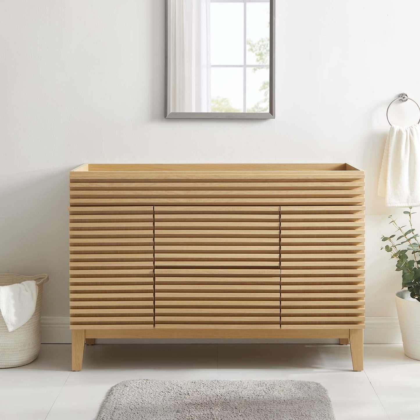 Modway Render 48" Double Sink Bathroom Vanity Cabinet in Walnut White