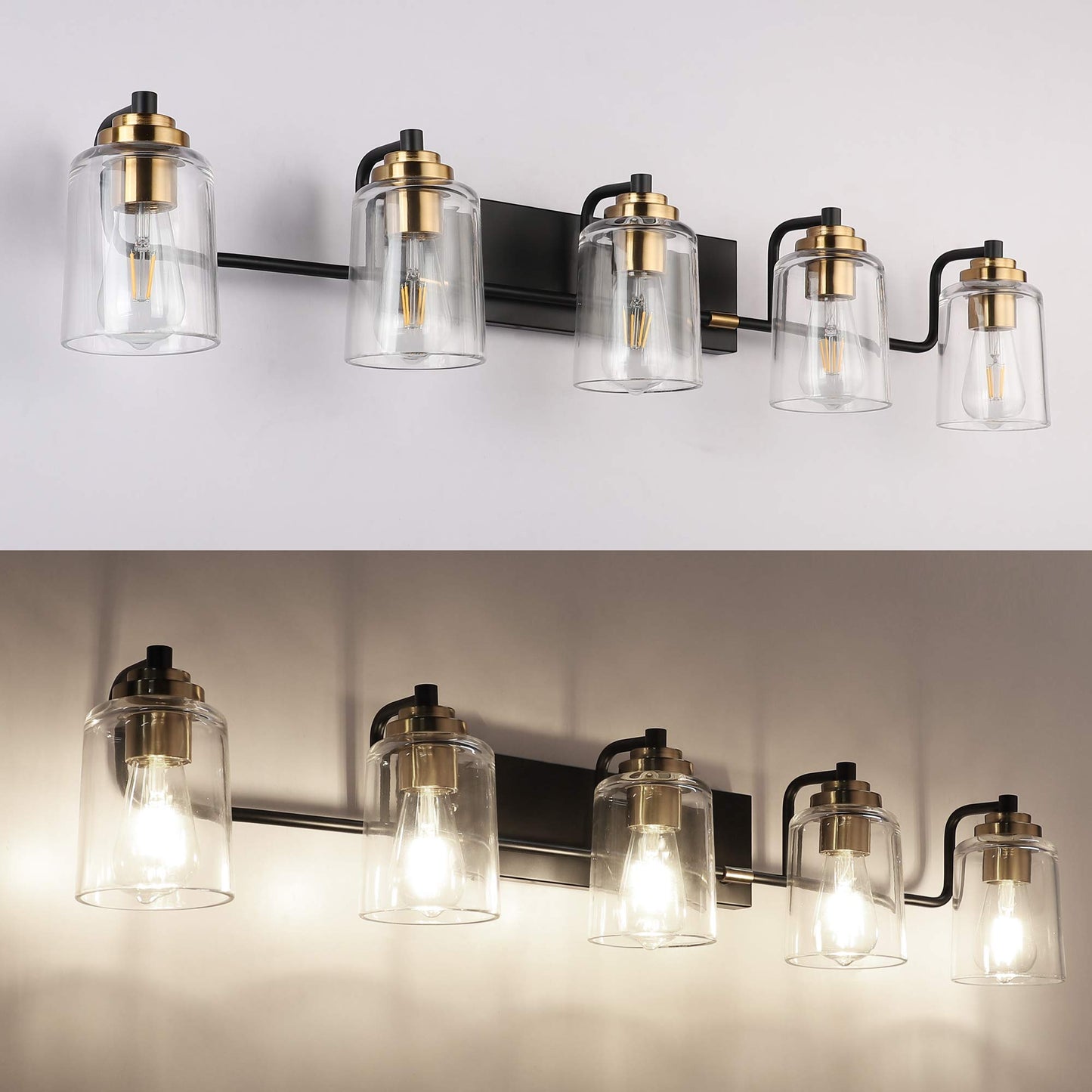 SOLFART Vintage Vanity Lighting Fixtures for Bathroom Black with Bronze Wall Lamp Sconce Black with Bronze 4 lights