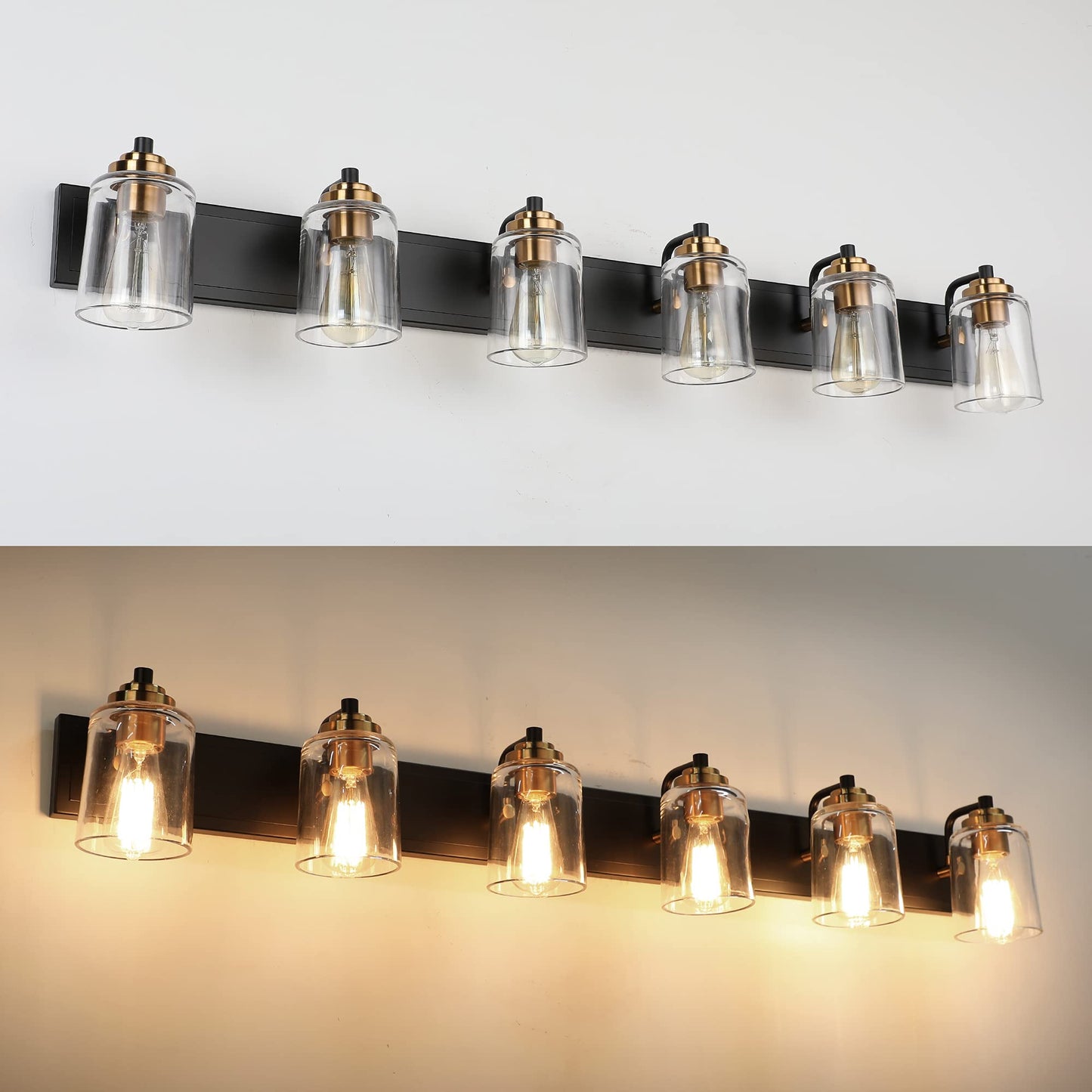 SOLFART Vintage Vanity Lighting Fixtures for Bathroom Black with Bronze Wall Lamp Sconce Black with Bronze 4 lights