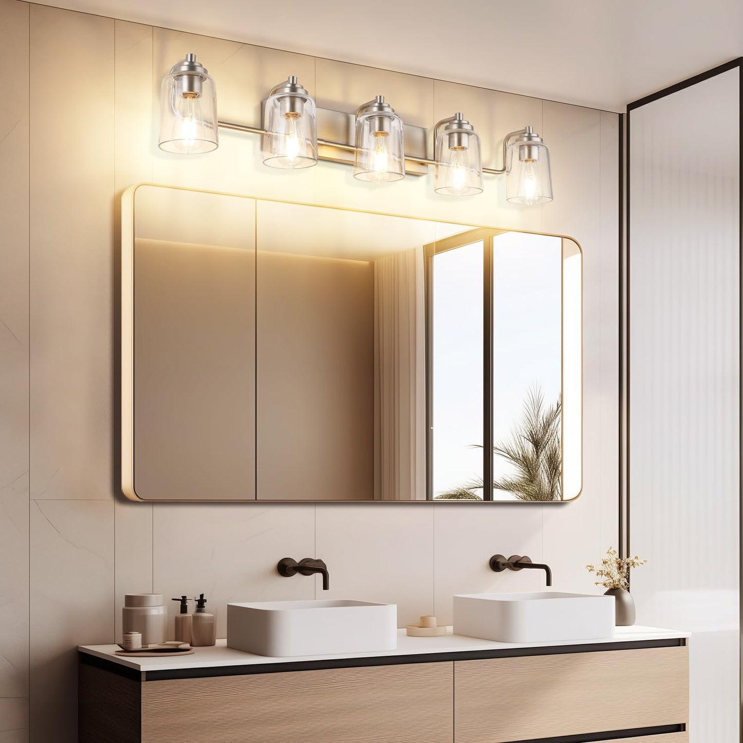 SOLFART Vintage Vanity Lighting Fixtures for Bathroom Black with Bronze Wall Lamp Sconce Black with Bronze 4 lights