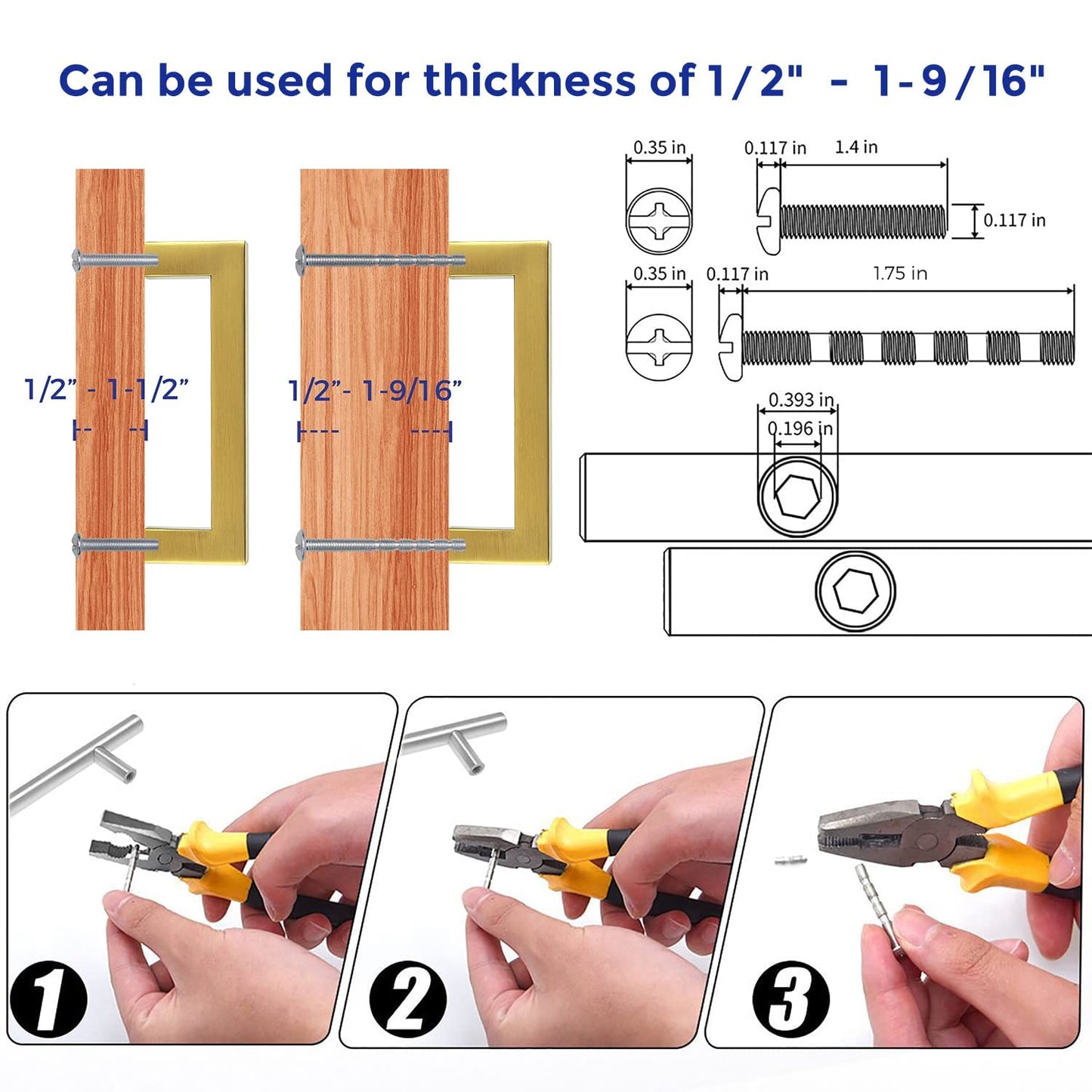 Ravinte 10 Pack Gold Cabinet Pulls 12-3/5 Inch Brushed Brass Kitchen Cabinet Handles Gold Square Kitchen Hardware for Cabinet Gold Kitchen Drawer Pulls Come with Screwdriver