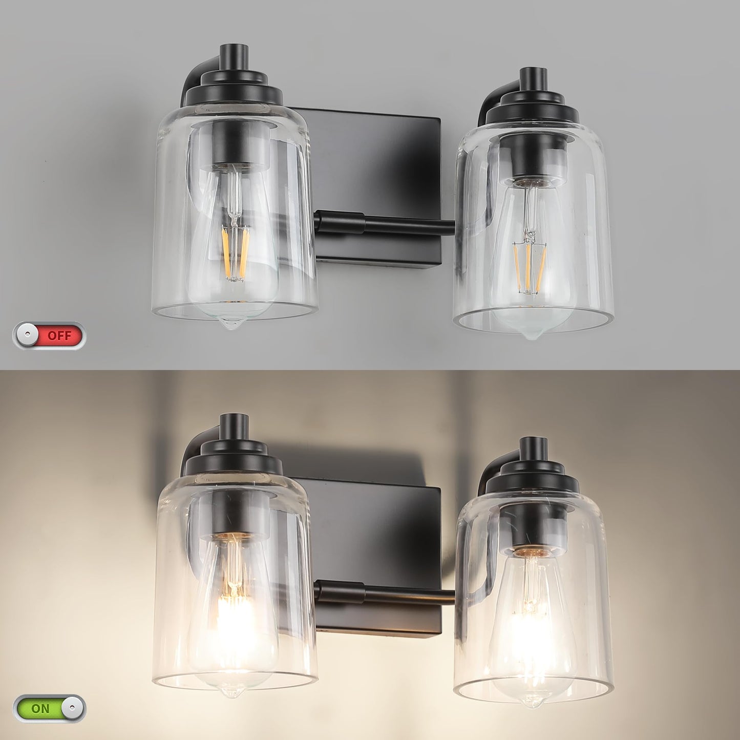 SOLFART Vintage Vanity Lighting Fixtures for Bathroom Black with Bronze Wall Lamp Sconce Black with Bronze 4 lights