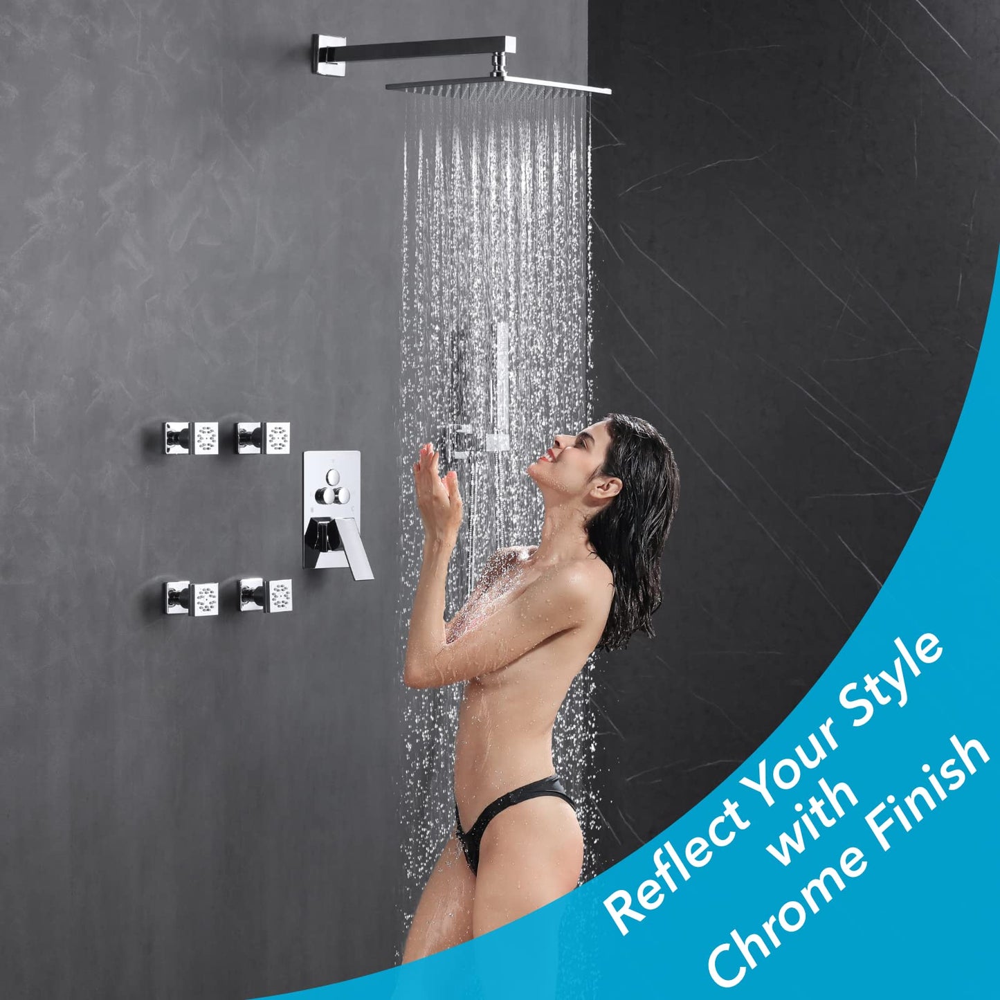 VANFOXLE Shower Faucet Brushed Gold Shower System,Push Button Diverter Shower Faucet with 2 in 1 Handheld,Wall Mount 10 Inch Shower Head with 4 PCS Dual Modes Body Jets(2 Inch)