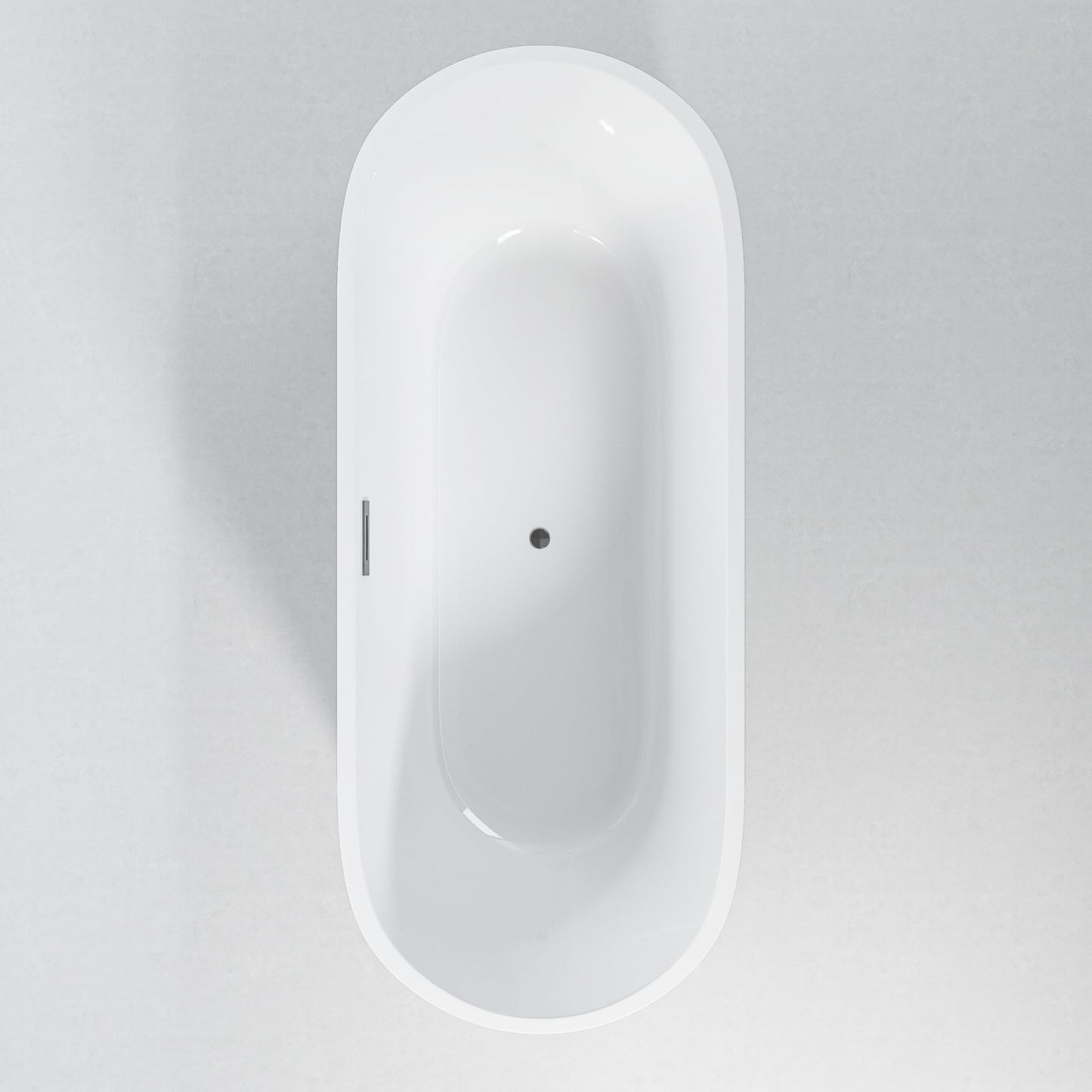 LOVMOR 67" Acrylic Freestanding Soaking Bathtub Soaking Bath Tub with Brushed Nickel Overflow and Pop Up Drain for Bathroom, Double Slipper Tub, Whit