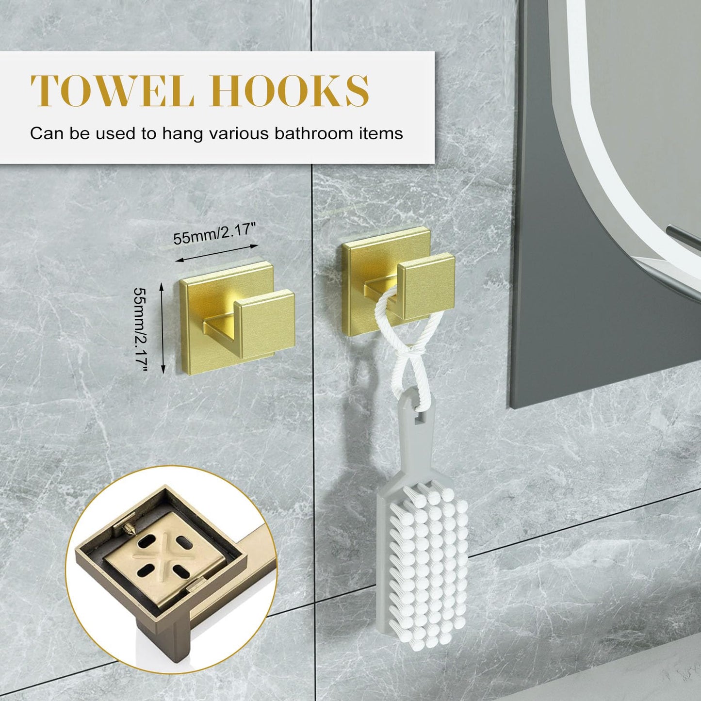 5-Pieces Matte Black Bathroom Hardware Accessories Set, SUS304 Stainless Steel Bath Towel Bar Set, Towel Racks for Bathroom Wall Mounted.