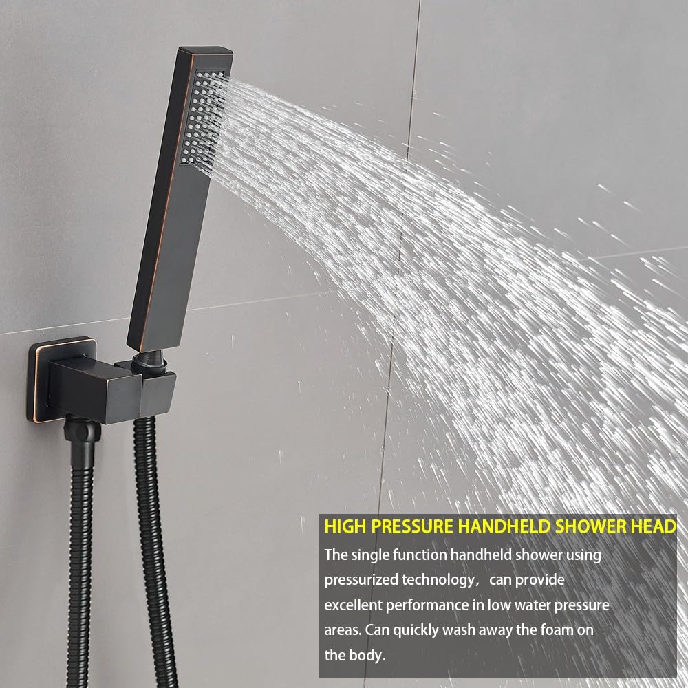Shower System Brushed Nickel Bathroom 10 Inch Rain Shower Head Ceiling Mount with Handheld Luxury High Pressure Shower Combo Set Shower Faucet Rough-in Valve Body and Trim Included