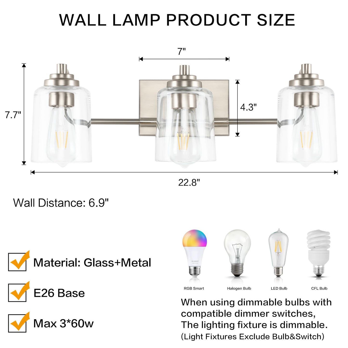 SOLFART Vintage Vanity Lighting Fixtures for Bathroom Black with Bronze Wall Lamp Sconce Black with Bronze 4 lights
