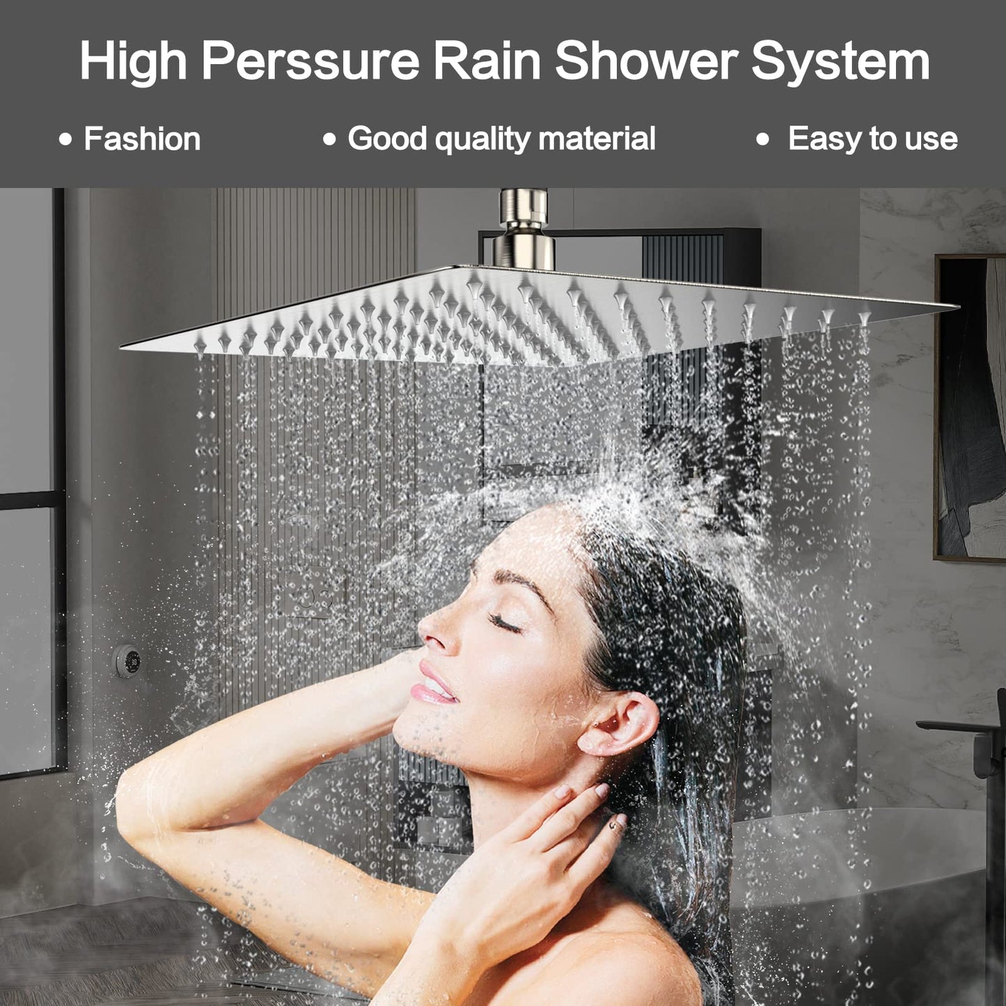 Rain Shower System 10 Inches Shower Head with Handheld Combo Set for Bathroom,High Pressure Rainfall Shower Faucet Set Wall Mounted,Rough-in Valve and Trim Kit(Brushed Gold)