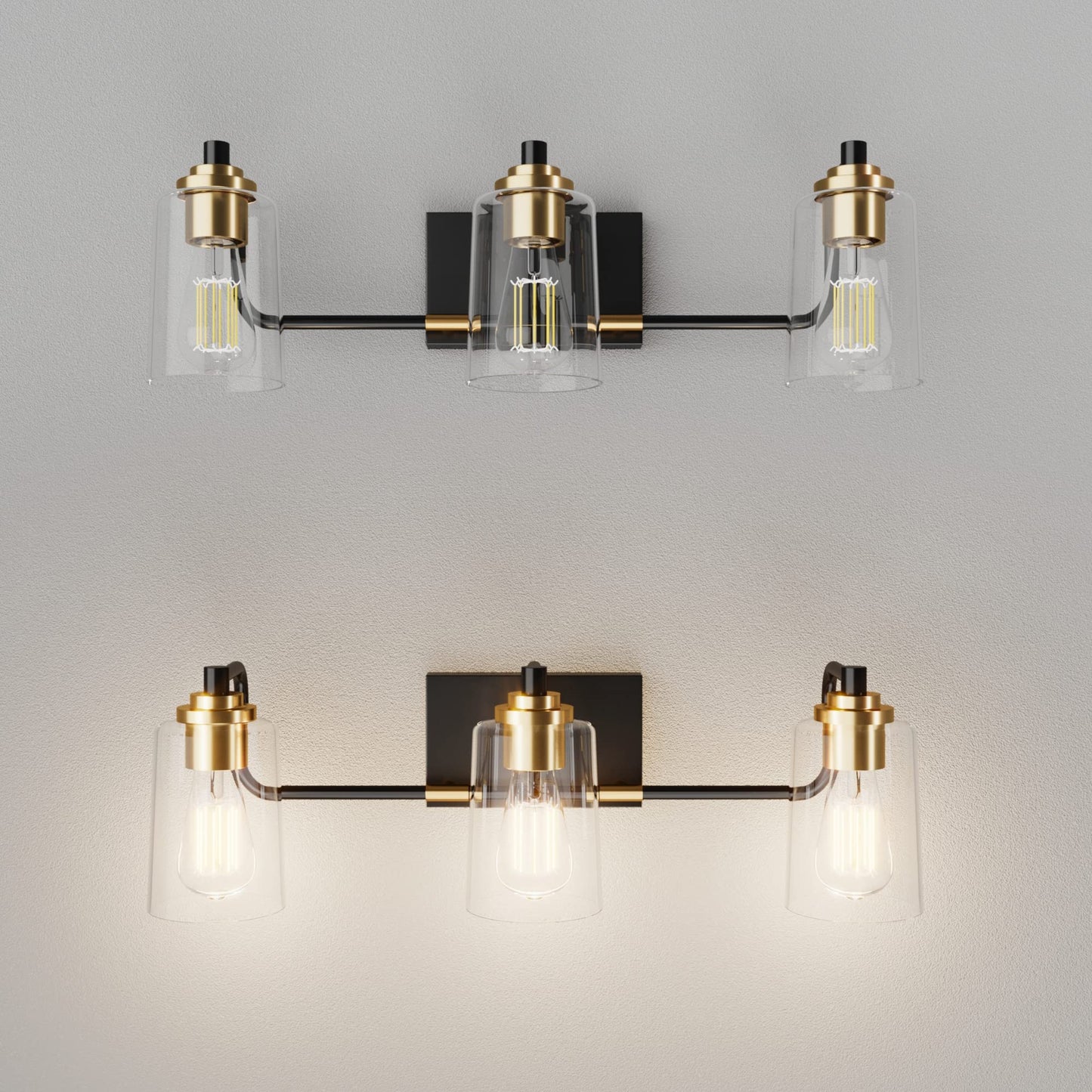 SOLFART Vintage Vanity Lighting Fixtures for Bathroom Black with Bronze Wall Lamp Sconce Black with Bronze 4 lights