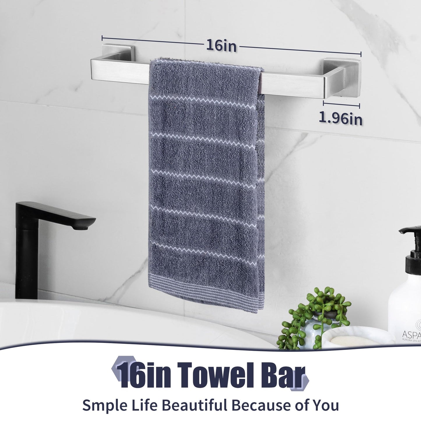 5-Pieces Matte Black Bathroom Hardware Accessories Set, SUS304 Stainless Steel Bath Towel Bar Set, Towel Racks for Bathroom Wall Mounted.