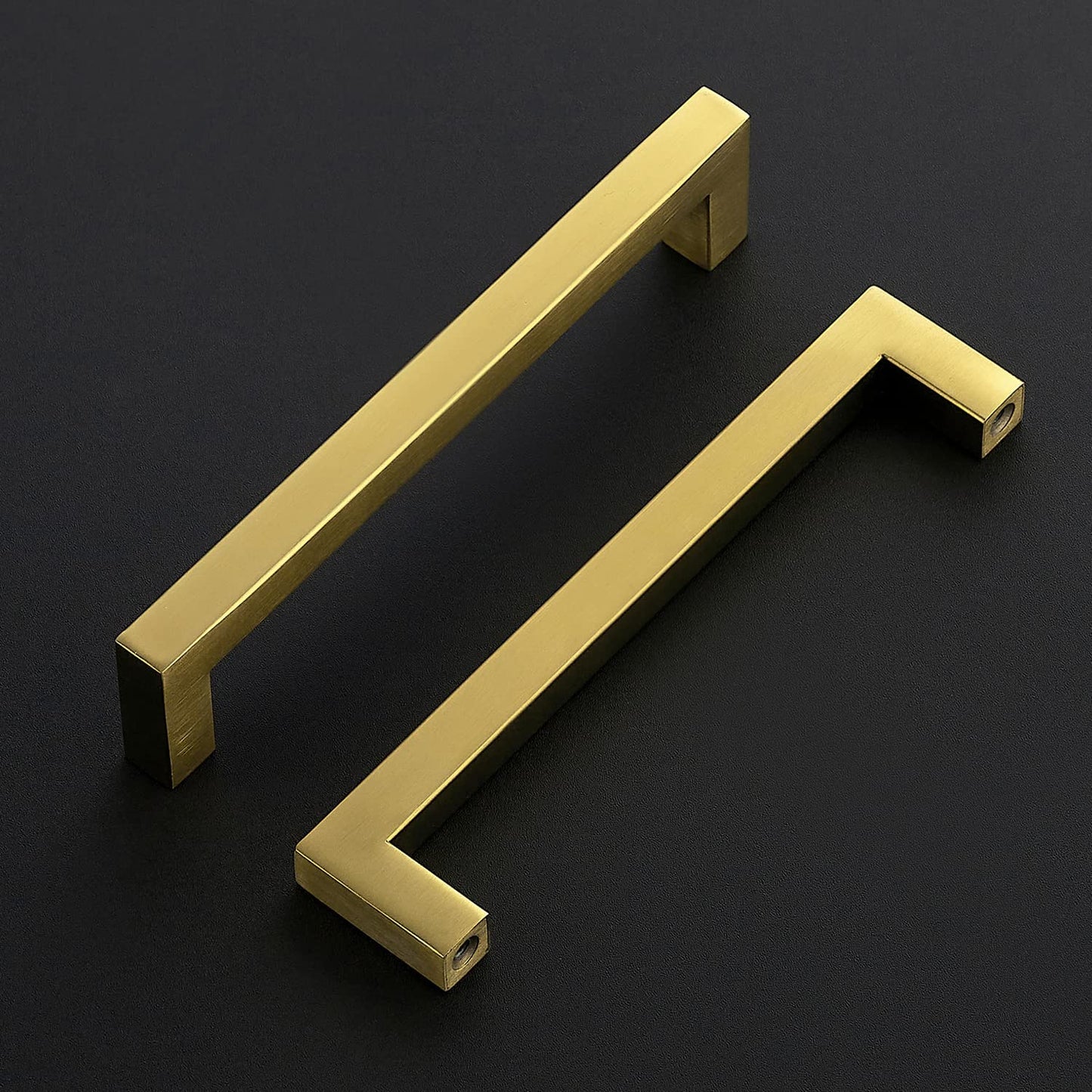 Ravinte 10 Pack Gold Cabinet Pulls 12-3/5 Inch Brushed Brass Kitchen Cabinet Handles Gold Square Kitchen Hardware for Cabinet Gold Kitchen Drawer Pulls Come with Screwdriver