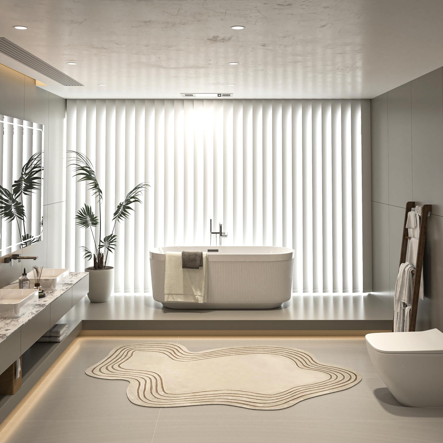 LOVMOR 67" Acrylic Freestanding Soaking Bathtub Soaking Bath Tub with Brushed Nickel Overflow and Pop Up Drain for Bathroom, Double Slipper Tub, Whit