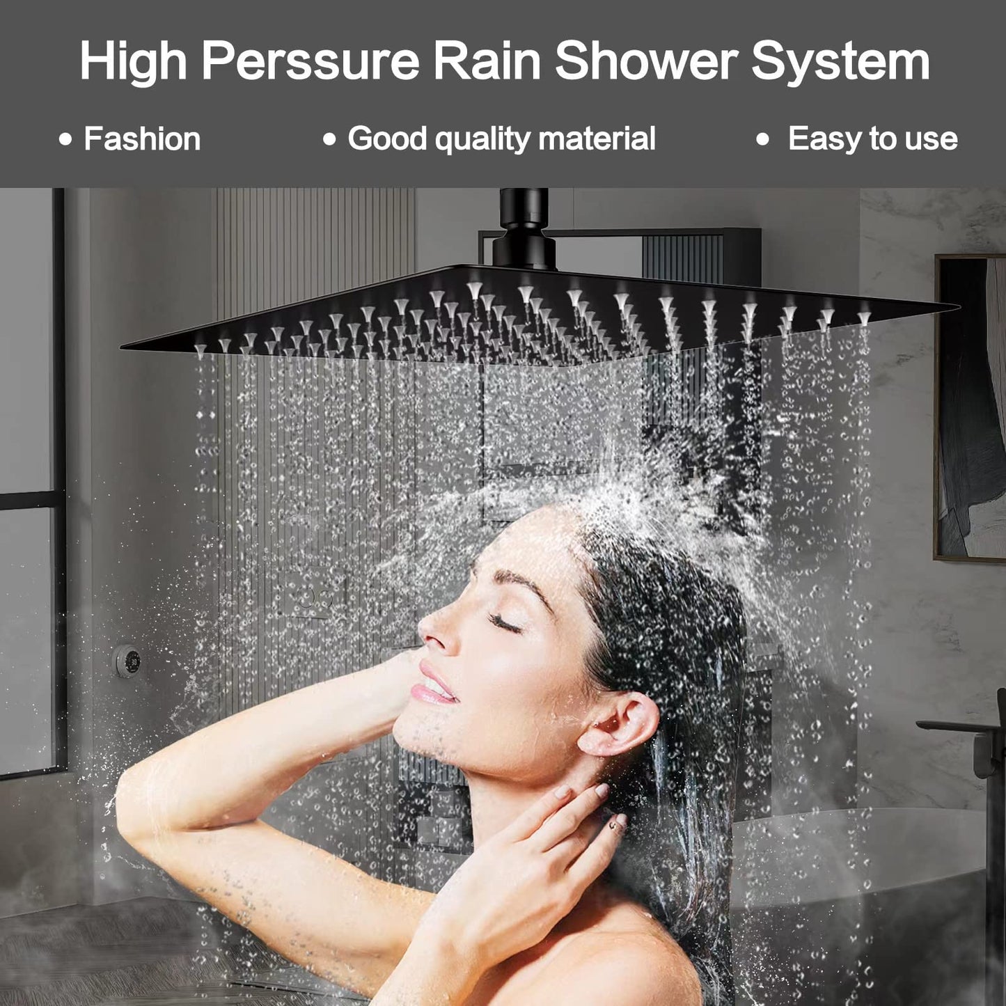 Rain Shower System 10 Inches Shower Head with Handheld Combo Set for Bathroom,High Pressure Rainfall Shower Faucet Set Wall Mounted,Rough-in Valve and Trim Kit(Brushed Gold)