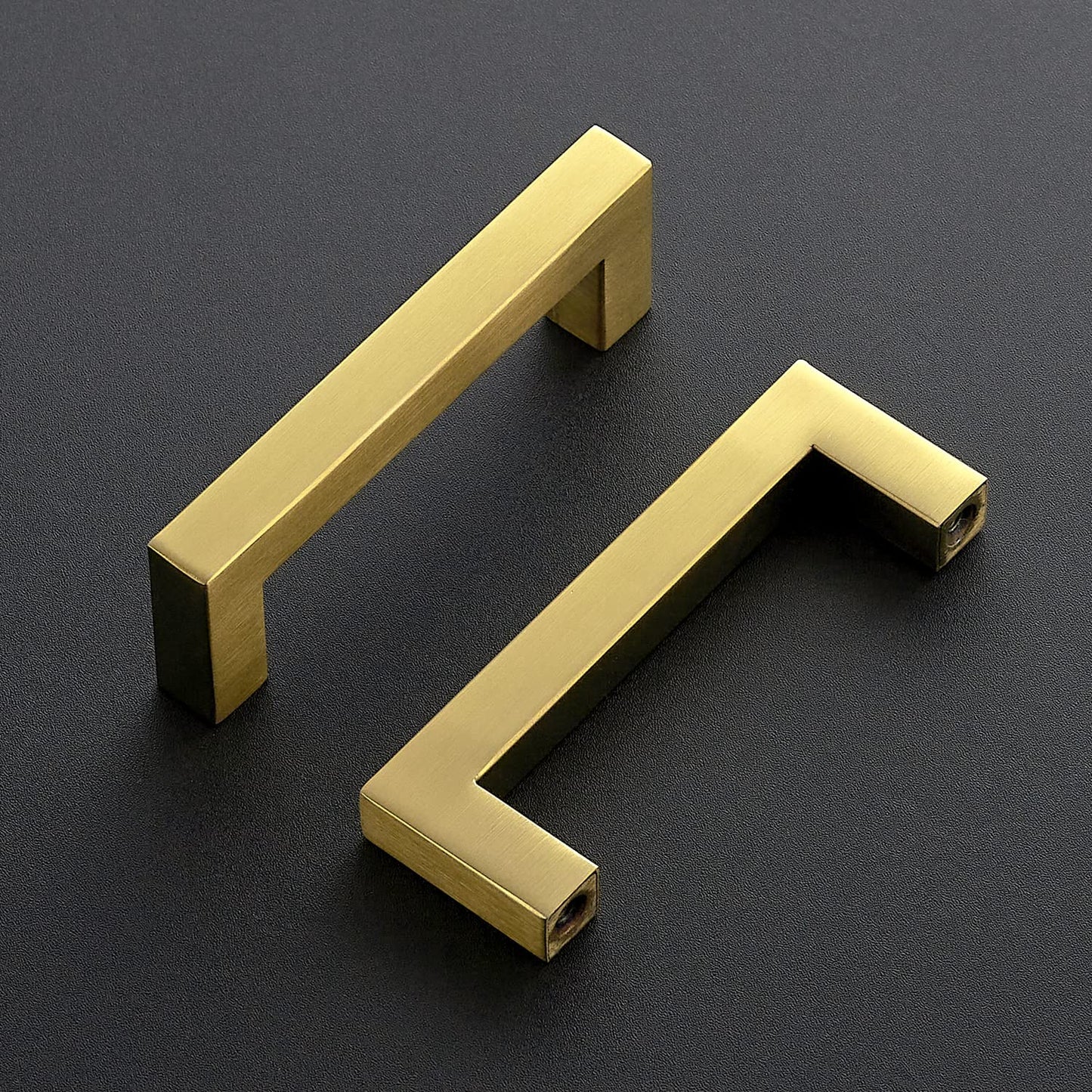 Ravinte 10 Pack Gold Cabinet Pulls 12-3/5 Inch Brushed Brass Kitchen Cabinet Handles Gold Square Kitchen Hardware for Cabinet Gold Kitchen Drawer Pulls Come with Screwdriver