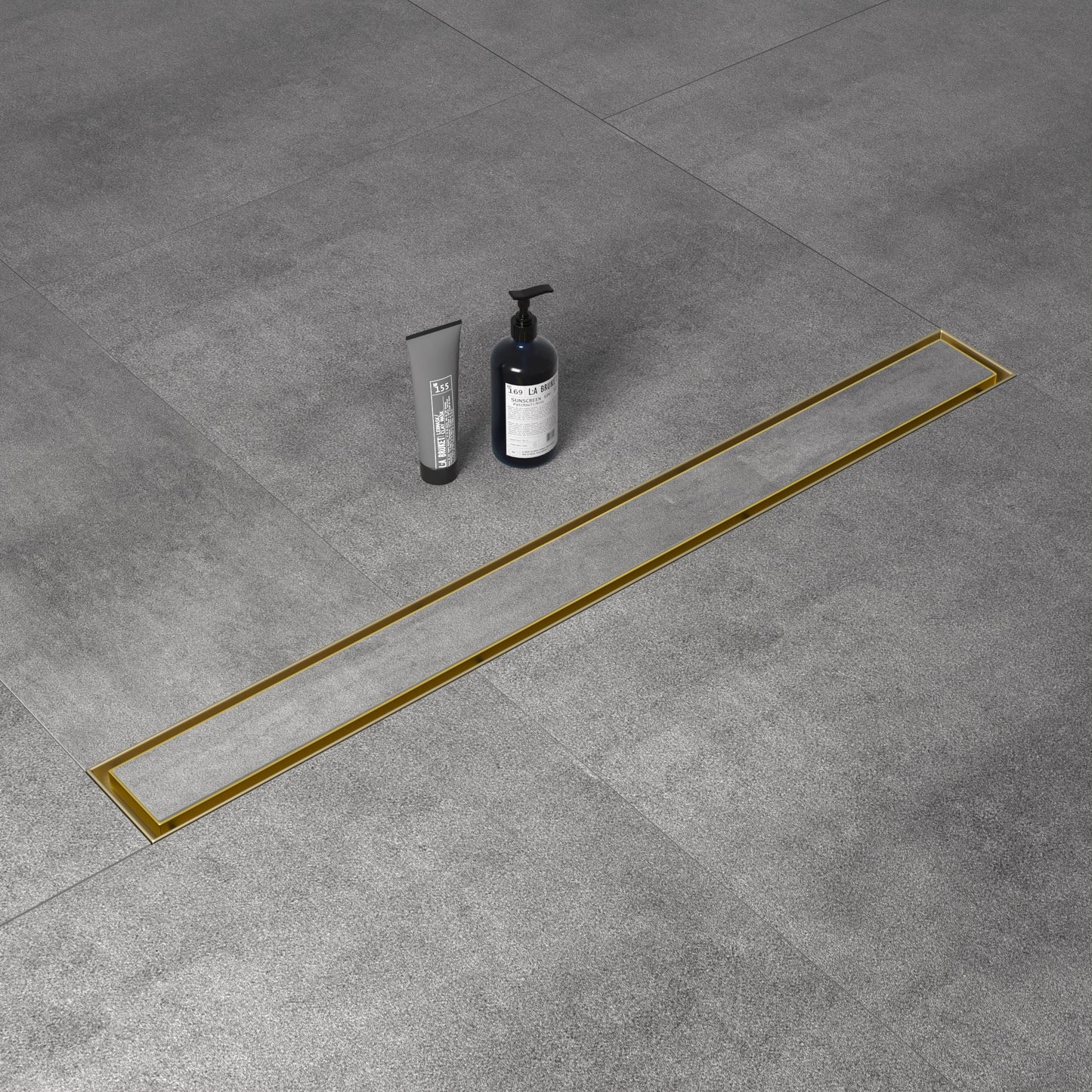 Square Shower Drain 6", Brushed Gold Floor Drain with Tiled Insert Grate & Hair Strainer, 304 Stainless Steel Bathroom 2-in-1 Tiled in Drain, CUPC Certified (Brushed Gold, 6'')