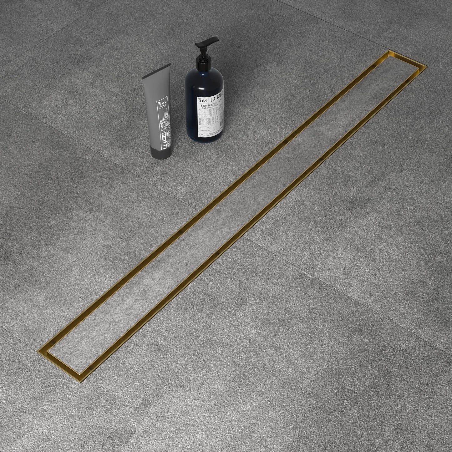 Square Shower Drain 6", Brushed Gold Floor Drain with Tiled Insert Grate & Hair Strainer, 304 Stainless Steel Bathroom 2-in-1 Tiled in Drain, CUPC Certified (Brushed Gold, 6'')