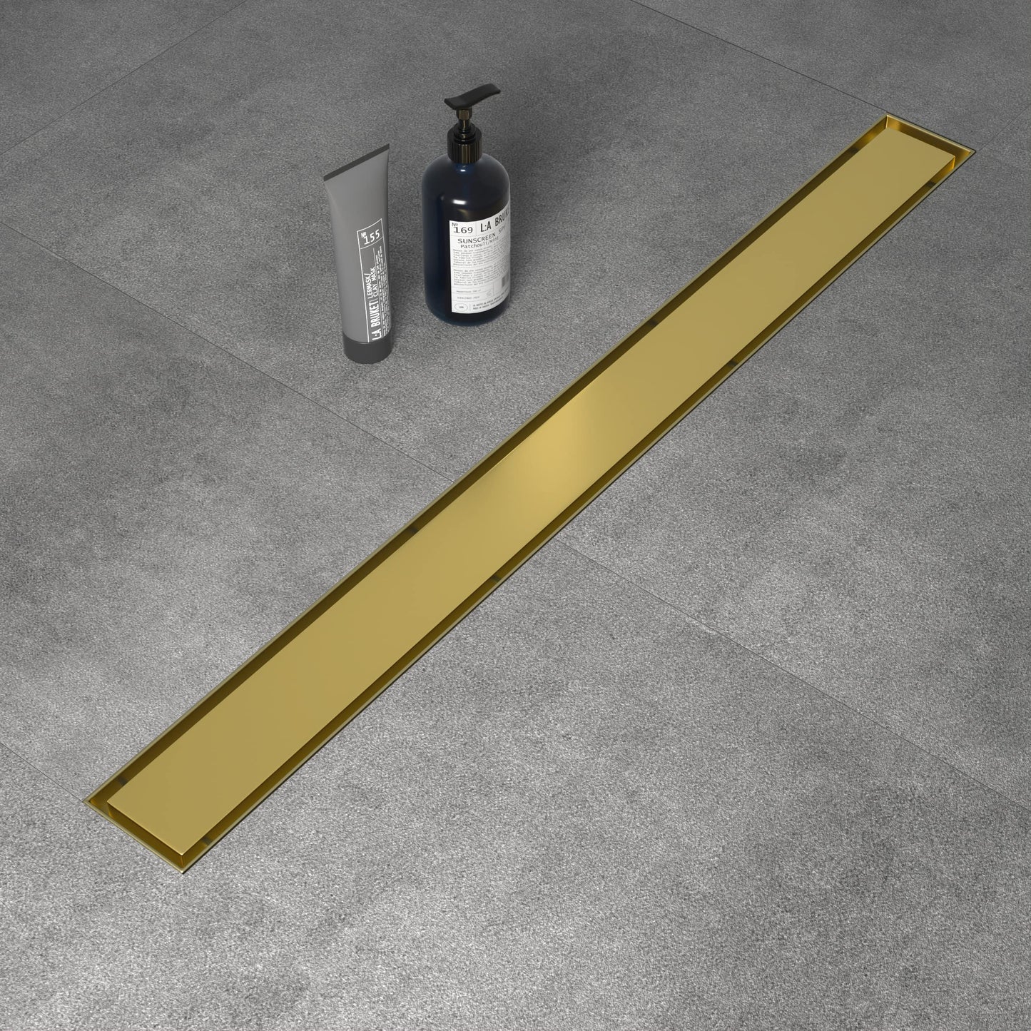 Square Shower Drain 6", Brushed Gold Floor Drain with Tiled Insert Grate & Hair Strainer, 304 Stainless Steel Bathroom 2-in-1 Tiled in Drain, CUPC Certified (Brushed Gold, 6'')