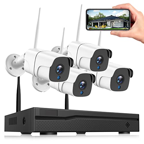 Wireless Home Security Camera System, 4 x 2MP Outdoor WiFi Cameras + 8CH NVR