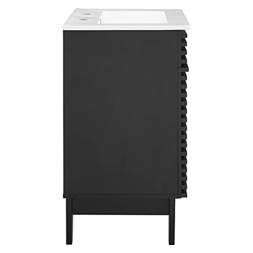Modway Render 48" Double Sink Bathroom Vanity Cabinet in Walnut White