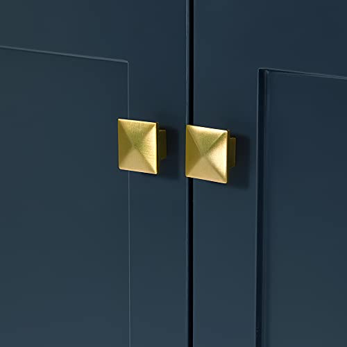 ARIEL 72" Midnight Blue Double Bathroom Vanity Base Cabinet, Double Sink Configuration, 2 Soft Closing Doors, 9 Full Extension Dovetail Drawers, Satin Brass