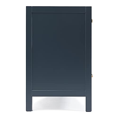 ARIEL 72" Midnight Blue Double Bathroom Vanity Base Cabinet, Double Sink Configuration, 2 Soft Closing Doors, 9 Full Extension Dovetail Drawers, Satin Brass