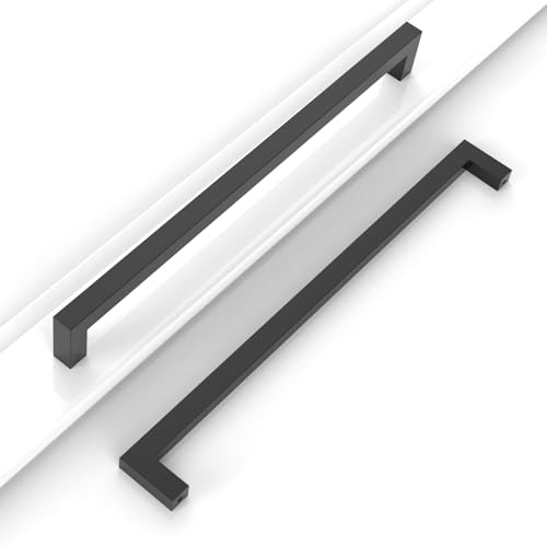 10 Pack 5''(128mm) Matte Black Cabinet Pulls Kitchen Stainless Steel Cabinet Handles Square Cabinet Hardware for Cupboard Drawer Pulls