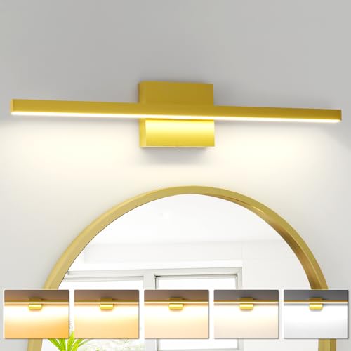 VOLISUN Modern Bathroom Vanity Light 15.7 inch, 12W Dimmable 5CCT Led Bathroom Light Fixture Over Mirror, Black Bar Vanity Light for Bathroom Mirror Restroom-ETL Certificated