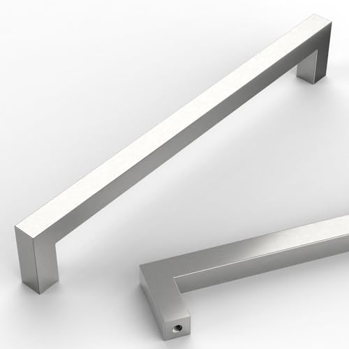 10 Pack 5''(128mm) Matte Black Cabinet Pulls Kitchen Stainless Steel Cabinet Handles Square Cabinet Hardware for Cupboard Drawer Pulls