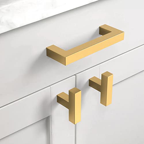 10 Pack 5''(128mm) Matte Black Cabinet Pulls Kitchen Stainless Steel Cabinet Handles Square Cabinet Hardware for Cupboard Drawer Pulls