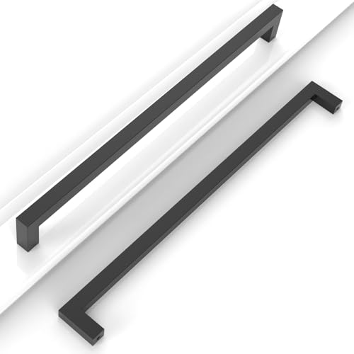 10 Pack 5''(128mm) Matte Black Cabinet Pulls Kitchen Stainless Steel Cabinet Handles Square Cabinet Hardware for Cupboard Drawer Pulls