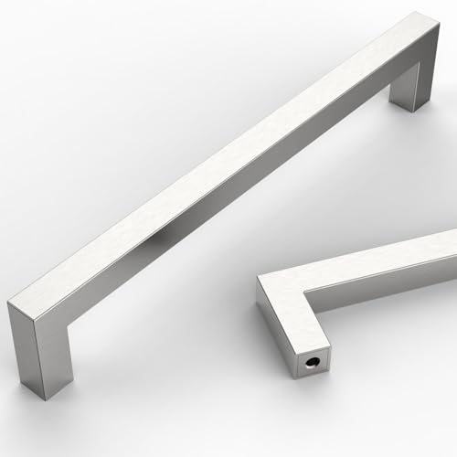 10 Pack 5''(128mm) Matte Black Cabinet Pulls Kitchen Stainless Steel Cabinet Handles Square Cabinet Hardware for Cupboard Drawer Pulls