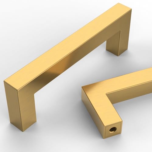 10 Pack 5''(128mm) Matte Black Cabinet Pulls Kitchen Stainless Steel Cabinet Handles Square Cabinet Hardware for Cupboard Drawer Pulls