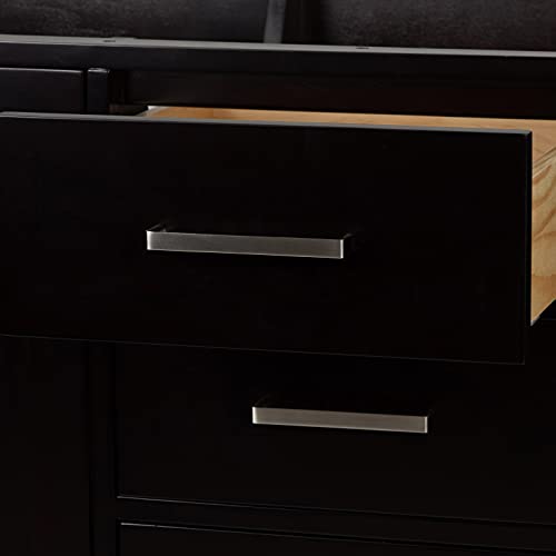 ARIEL 72" Midnight Blue Double Bathroom Vanity Base Cabinet, Double Sink Configuration, 2 Soft Closing Doors, 9 Full Extension Dovetail Drawers, Satin Brass