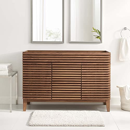 Modway Render 48" Double Sink Bathroom Vanity Cabinet in Walnut White