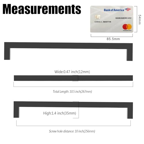 10 Pack 5''(128mm) Matte Black Cabinet Pulls Kitchen Stainless Steel Cabinet Handles Square Cabinet Hardware for Cupboard Drawer Pulls