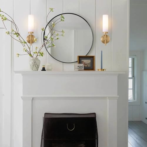 Gold Wall Sconces Set of 2, Modern Bathroom Sconces Wall Lighting Vanity Light Fixtures with Clear Glass, Brushed Brass Wall Mount Lights for Living Room Corridor Mirror Bedroom Stairs